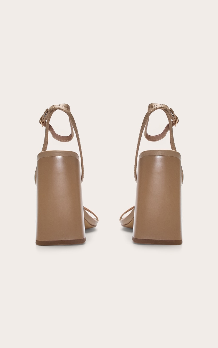 Nude Square Toe High Block Heeled Sandals image 4
