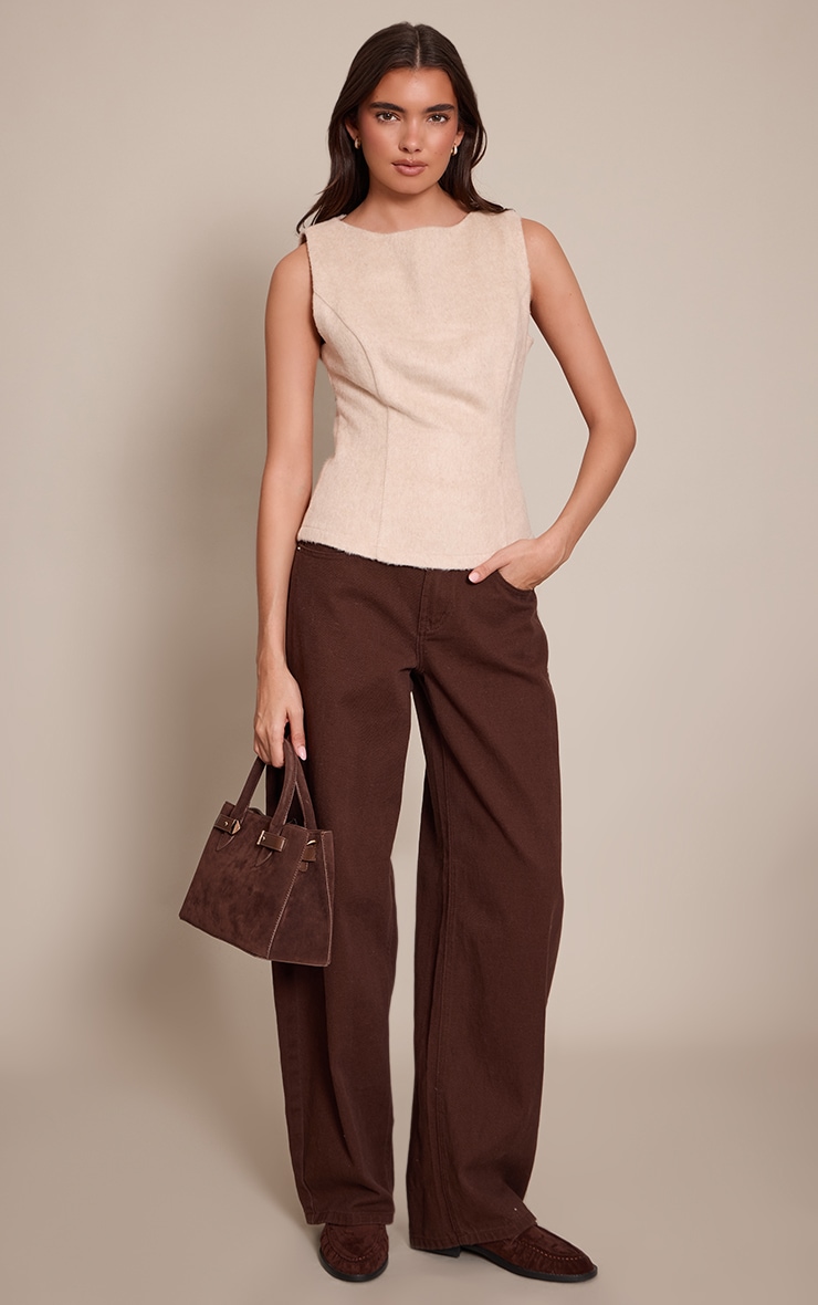 Sand Brushed Wool Fitted Boatneck Top  image 3