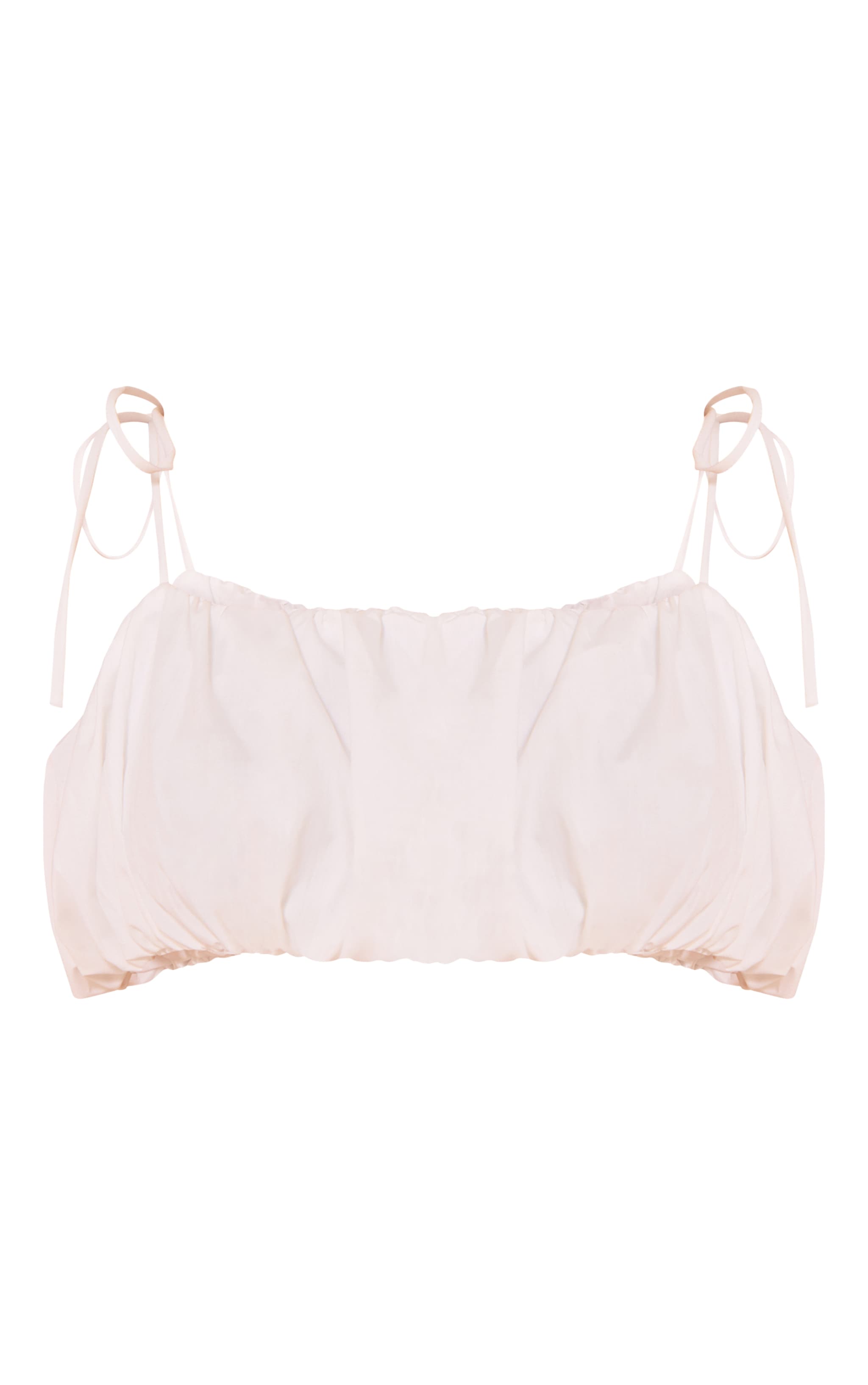 Bralette courte en popeline de coton blanc à bretelles à nouer image 5