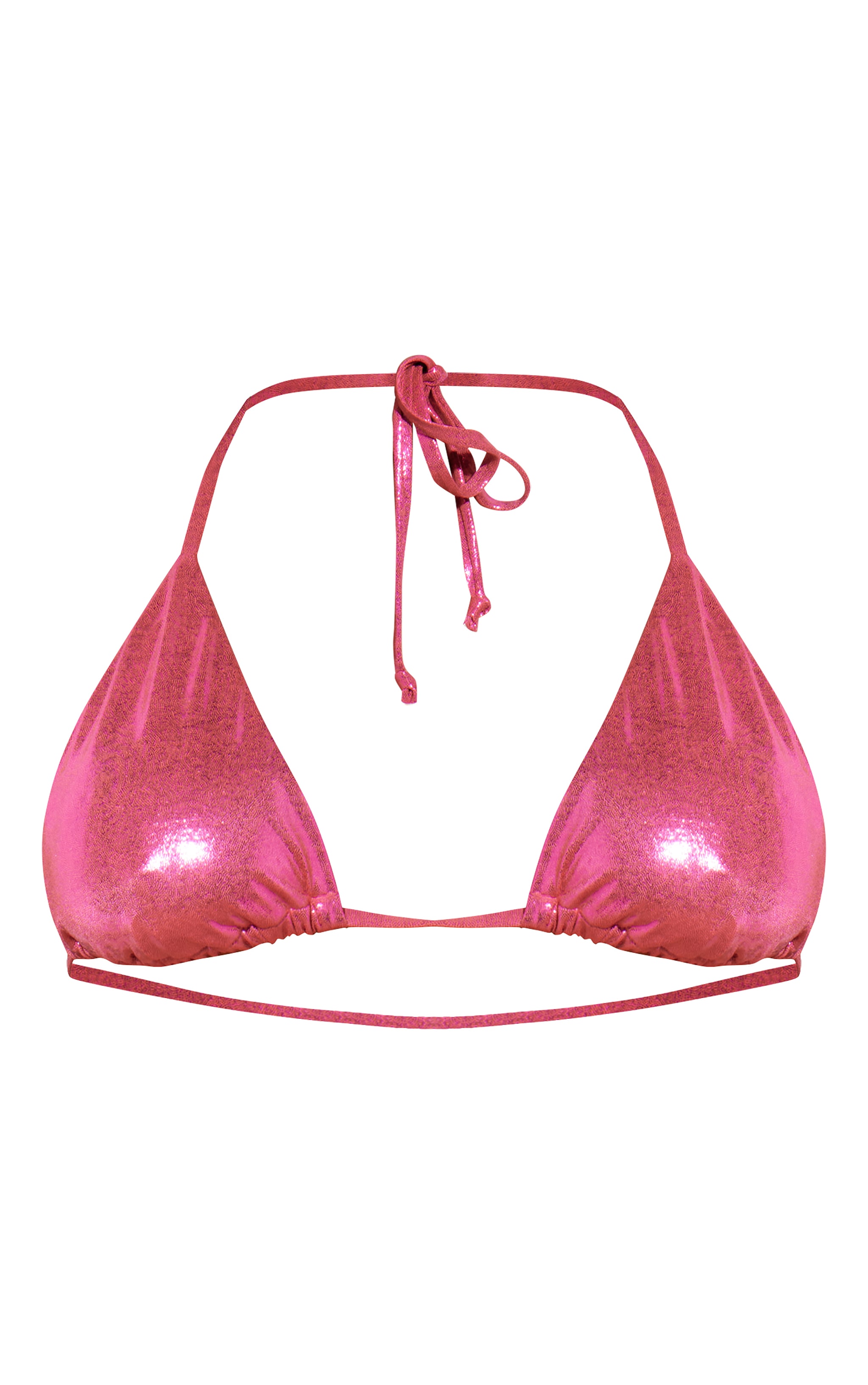 Hot Pink Shimmer Triangle Bikini Top image 1