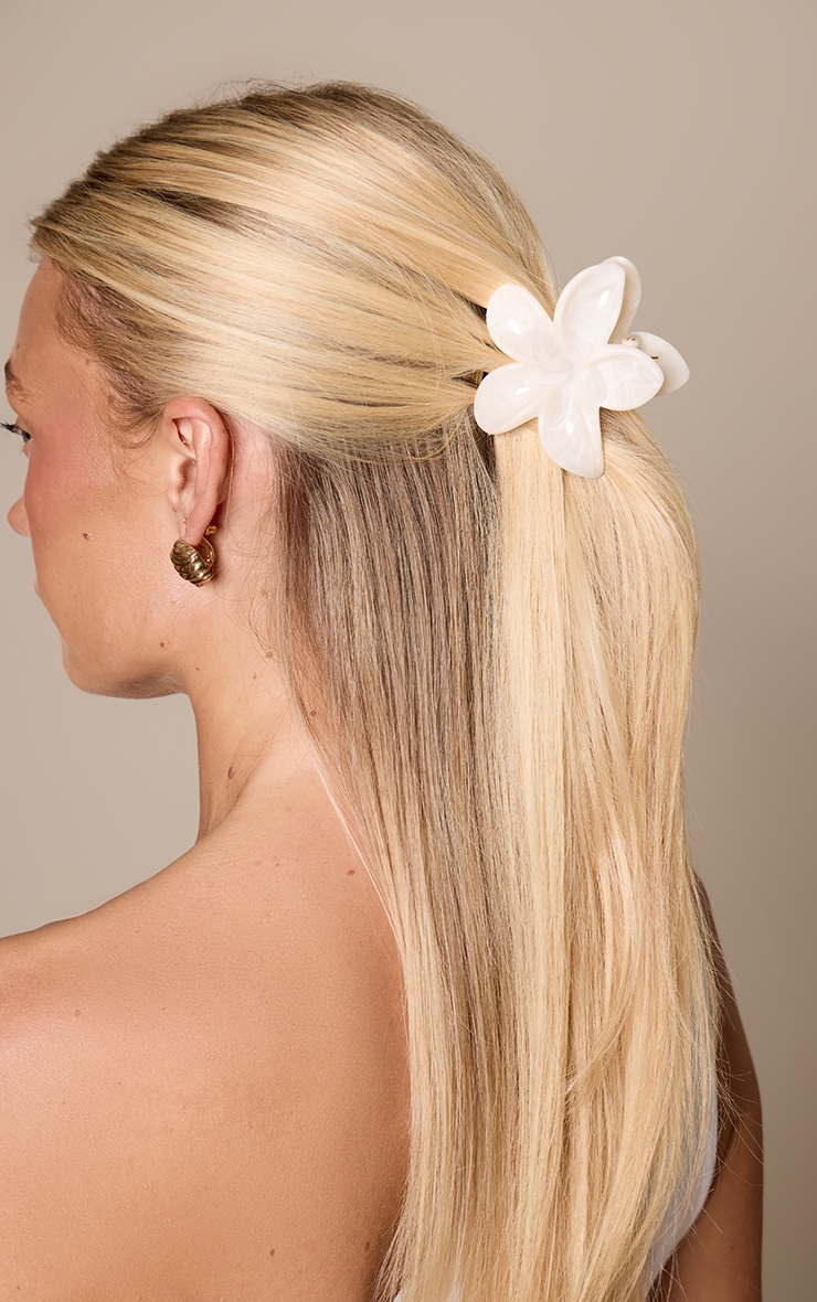 Cream Hibiscus Flower Hair Clip