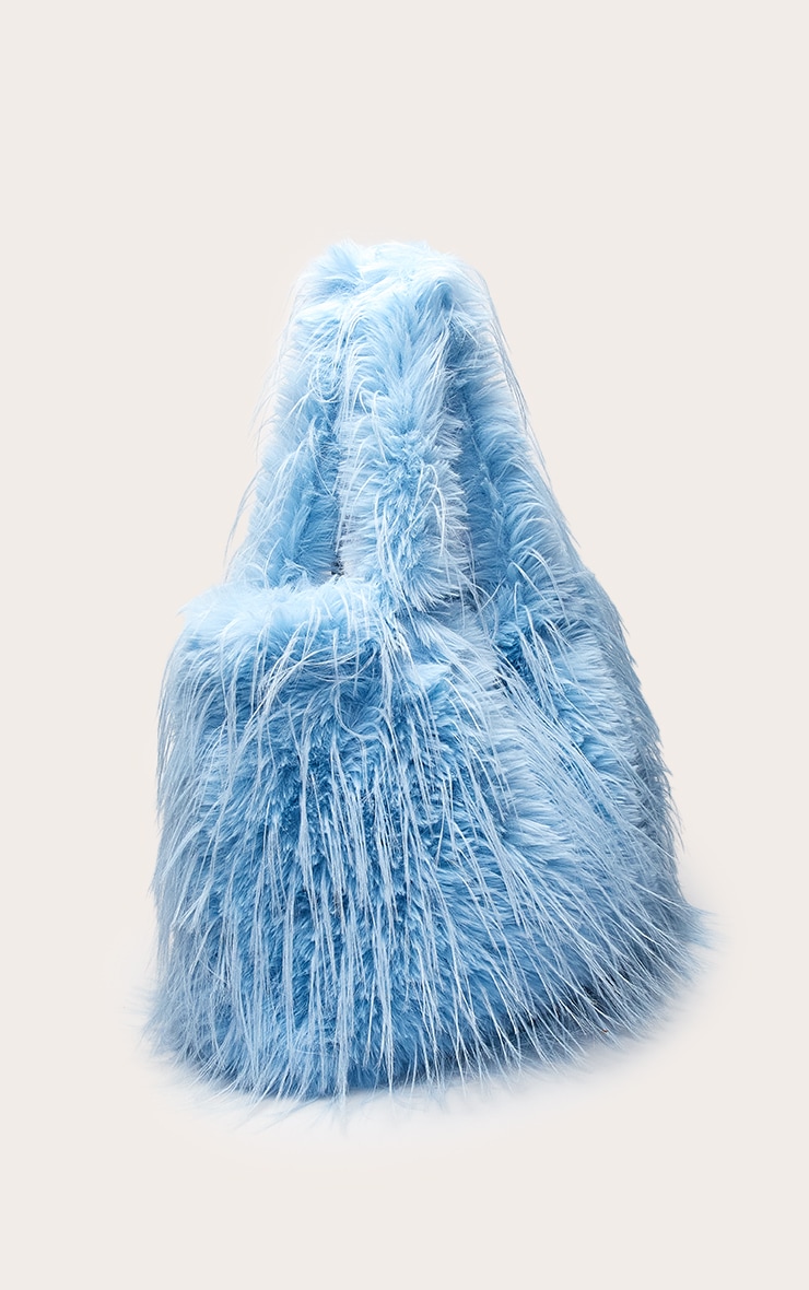 Baby Blue Shaggy Faux Fur Shaggy Tote Bag image 3