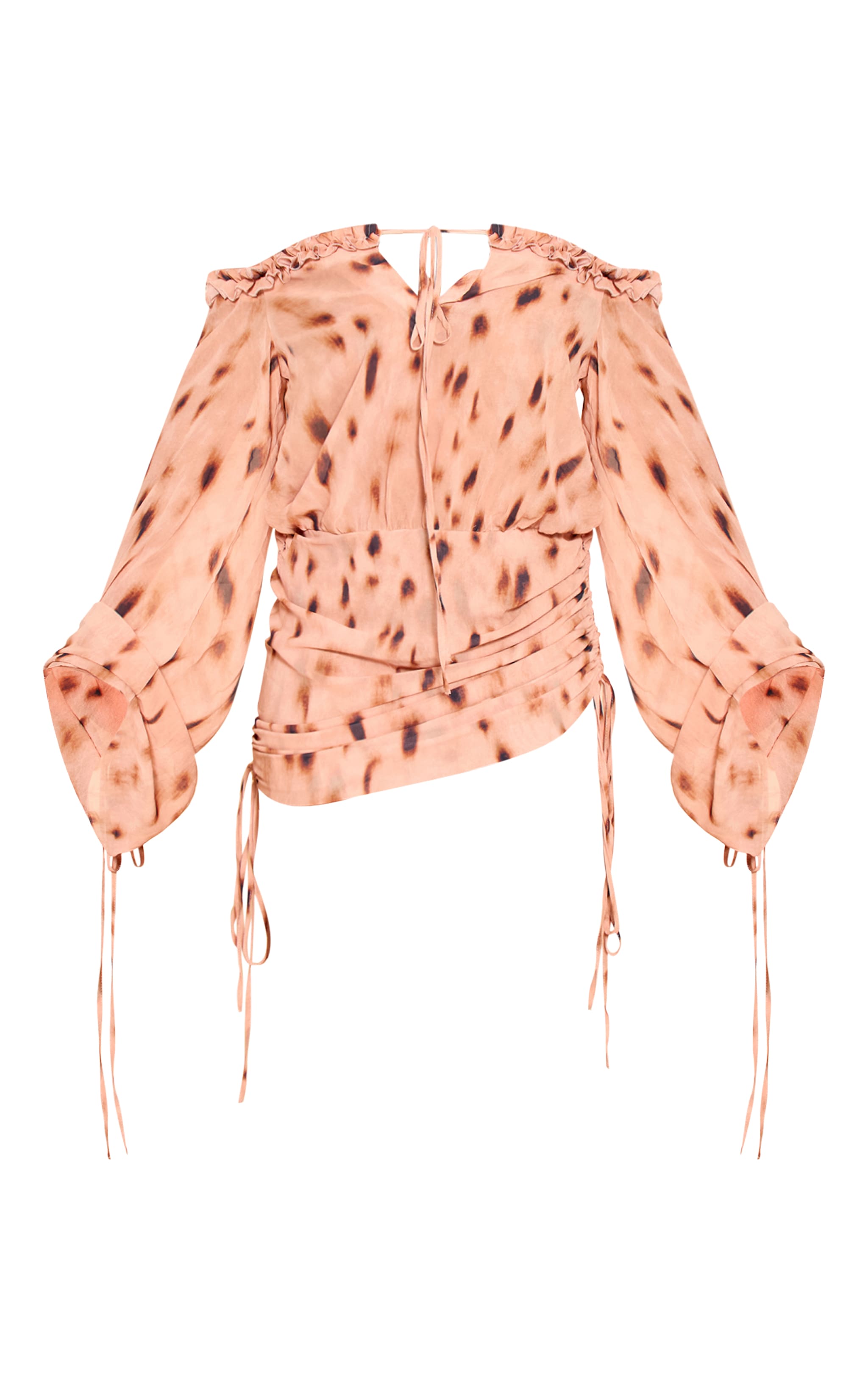 Shape Stone Animal Print Off Shoulder Frill Ruched Mini Dress image 5