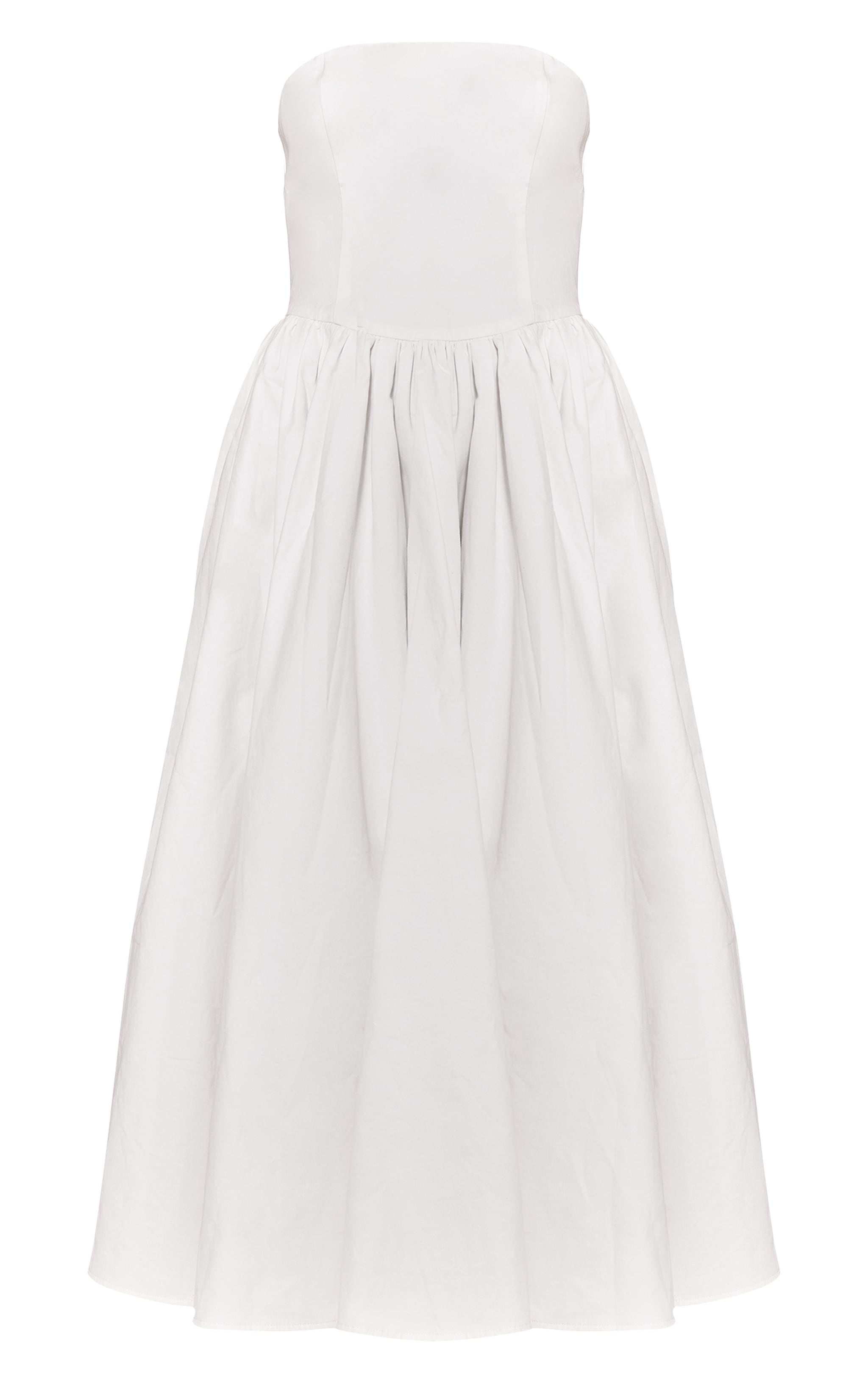 Tall Robe bustier mi-longue patineuse tissée blanche froncée image 5