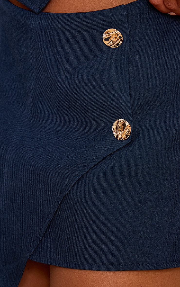 Shape navy Asymmetrical Hammered Button Skort image 5