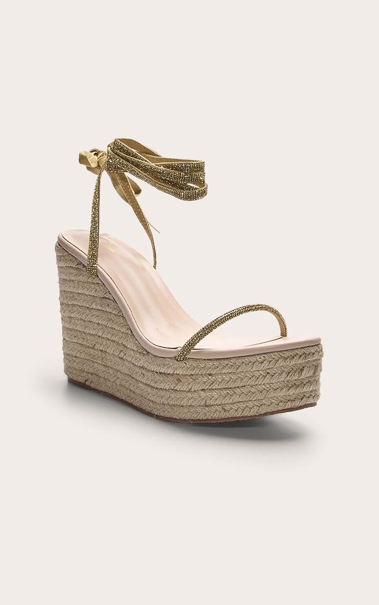 gold diamante wedges
