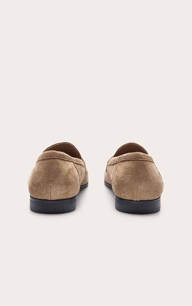 Mushroom Faux Suede Round Toe Loafers image 4