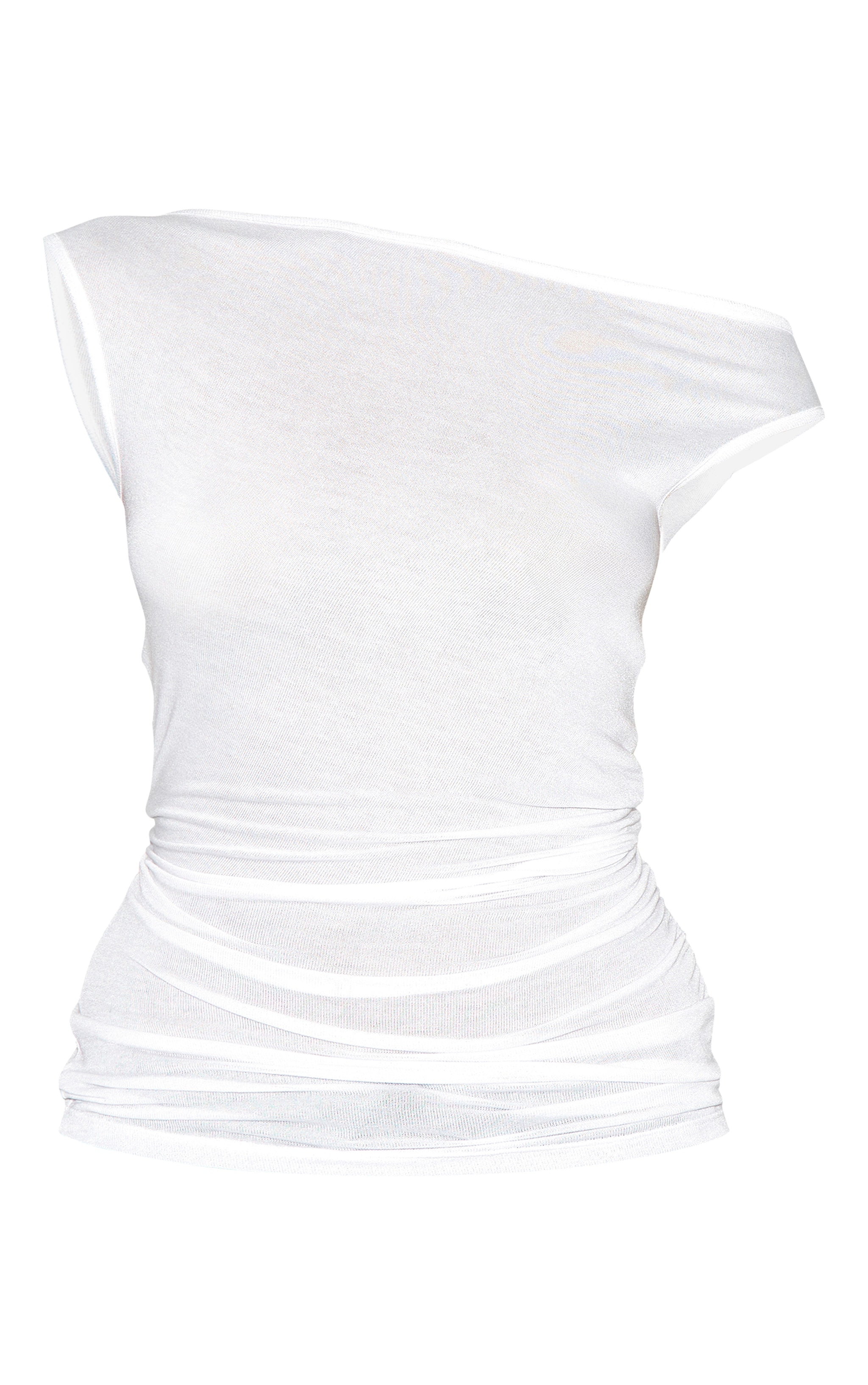 White Sheer Soft Touch Cowl Neck Long Vest Top image 5