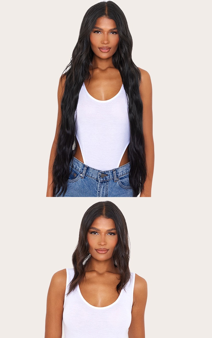 Lullabellz Extra AF 5 mèches d'extensions de cheveux naturelles ondulées à clipser Natural Black 86 cm image 3