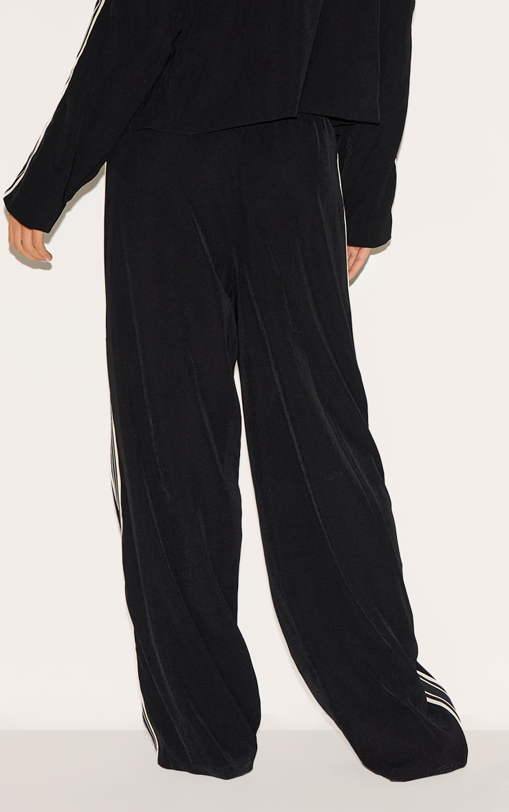 Black Side Stripe Woven Wide Leg Pants image 3