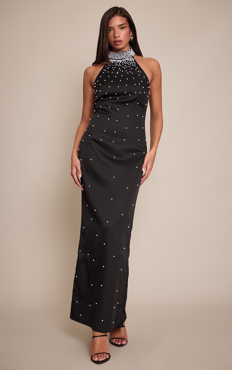 Black Pearl High Neck Sleeveless Maxi Dress