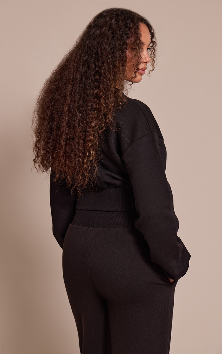 Tall Black Cropped Oversized Sweatshirt image 2