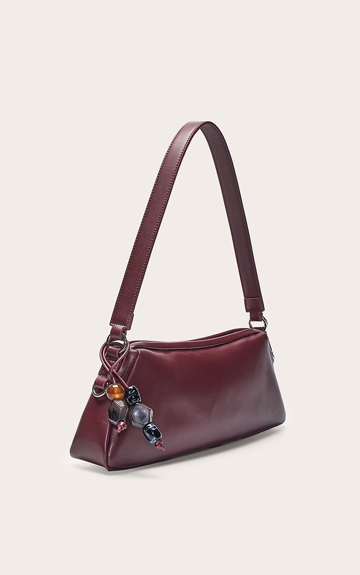 Sac à main en PU bordeaux à empiècements pierres image 3