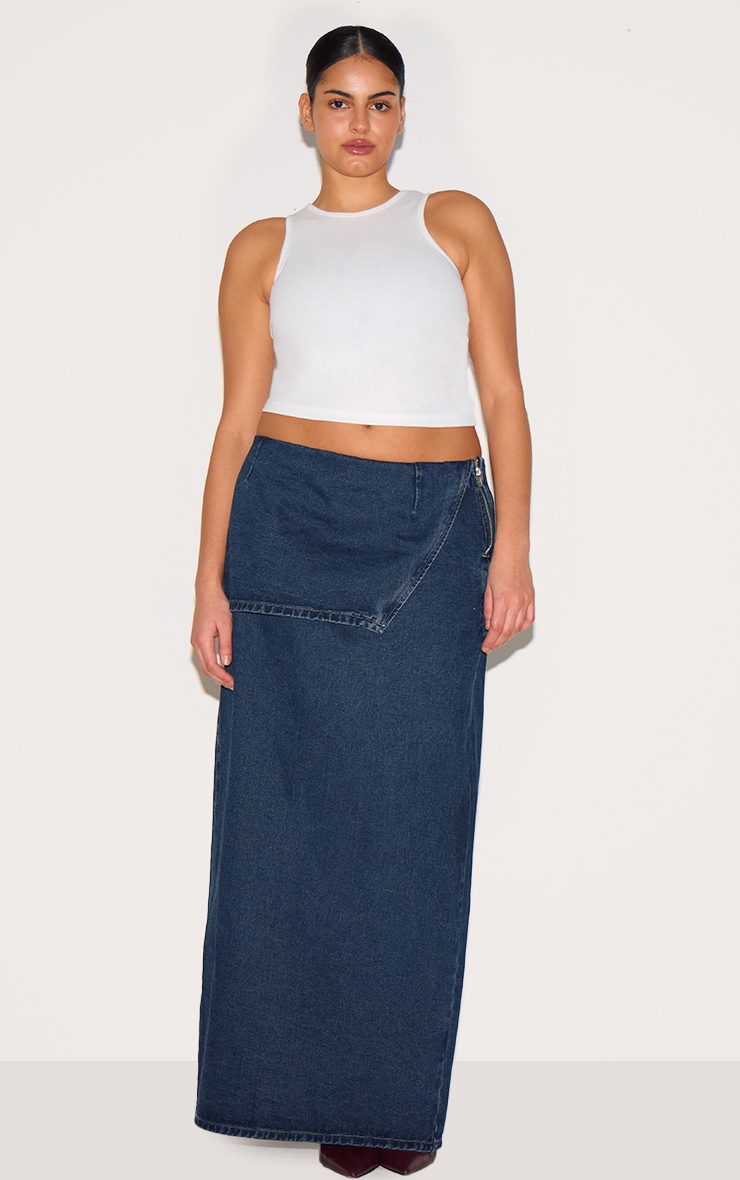 Plus Indigo Foldover Denim Maxi Skirt | Plus Size