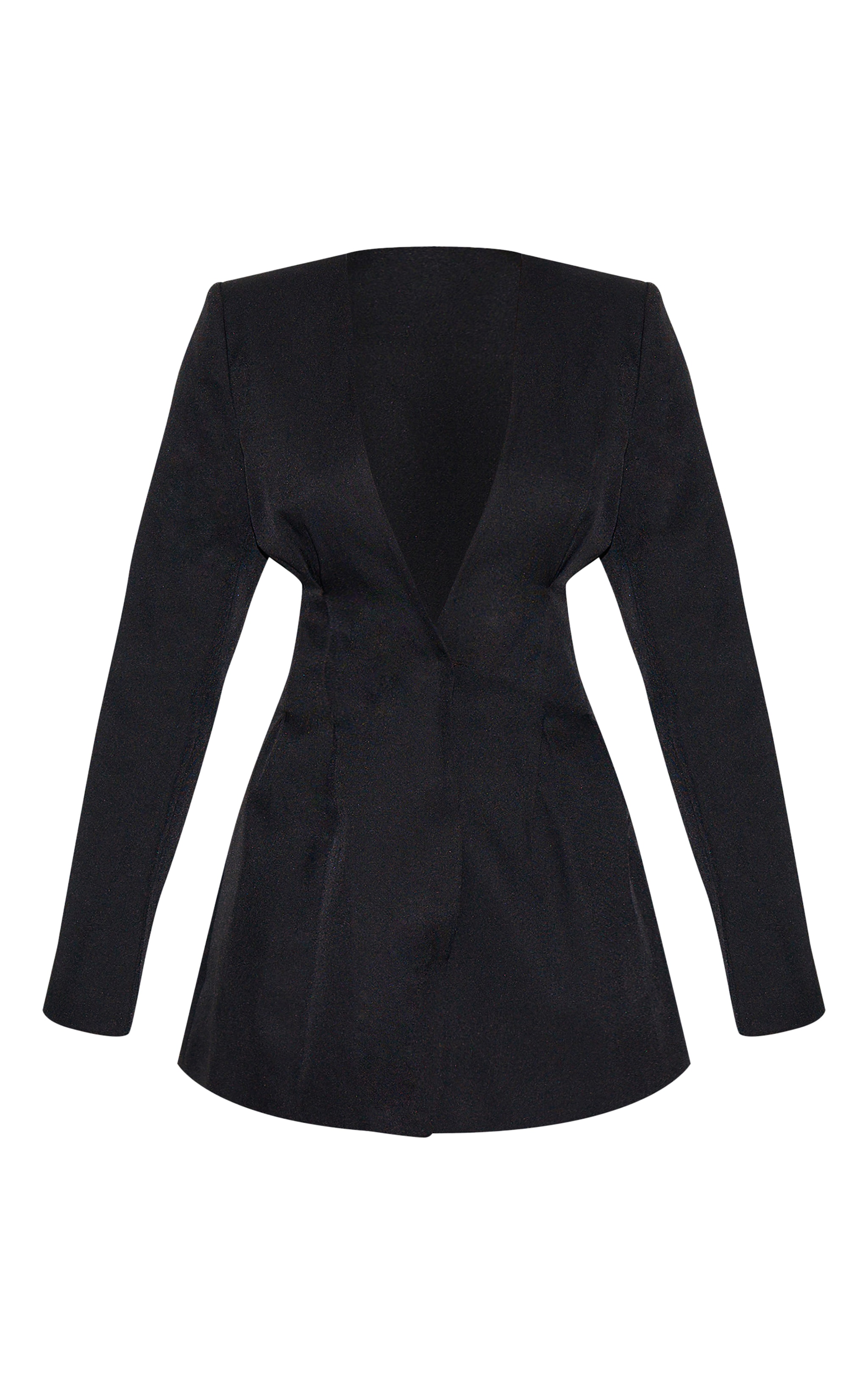 Black Woven Pleated Shift Blazer Dress image 5