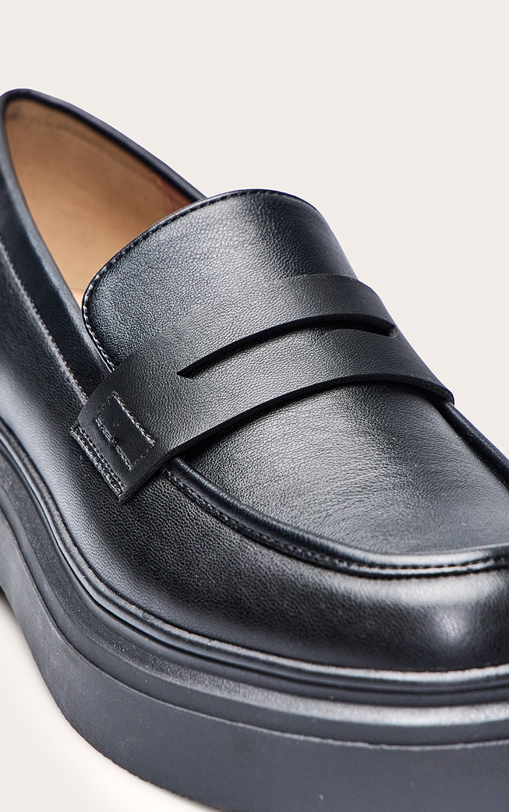 Wide Fit Black Pu Chunky Basic Loafer image 5