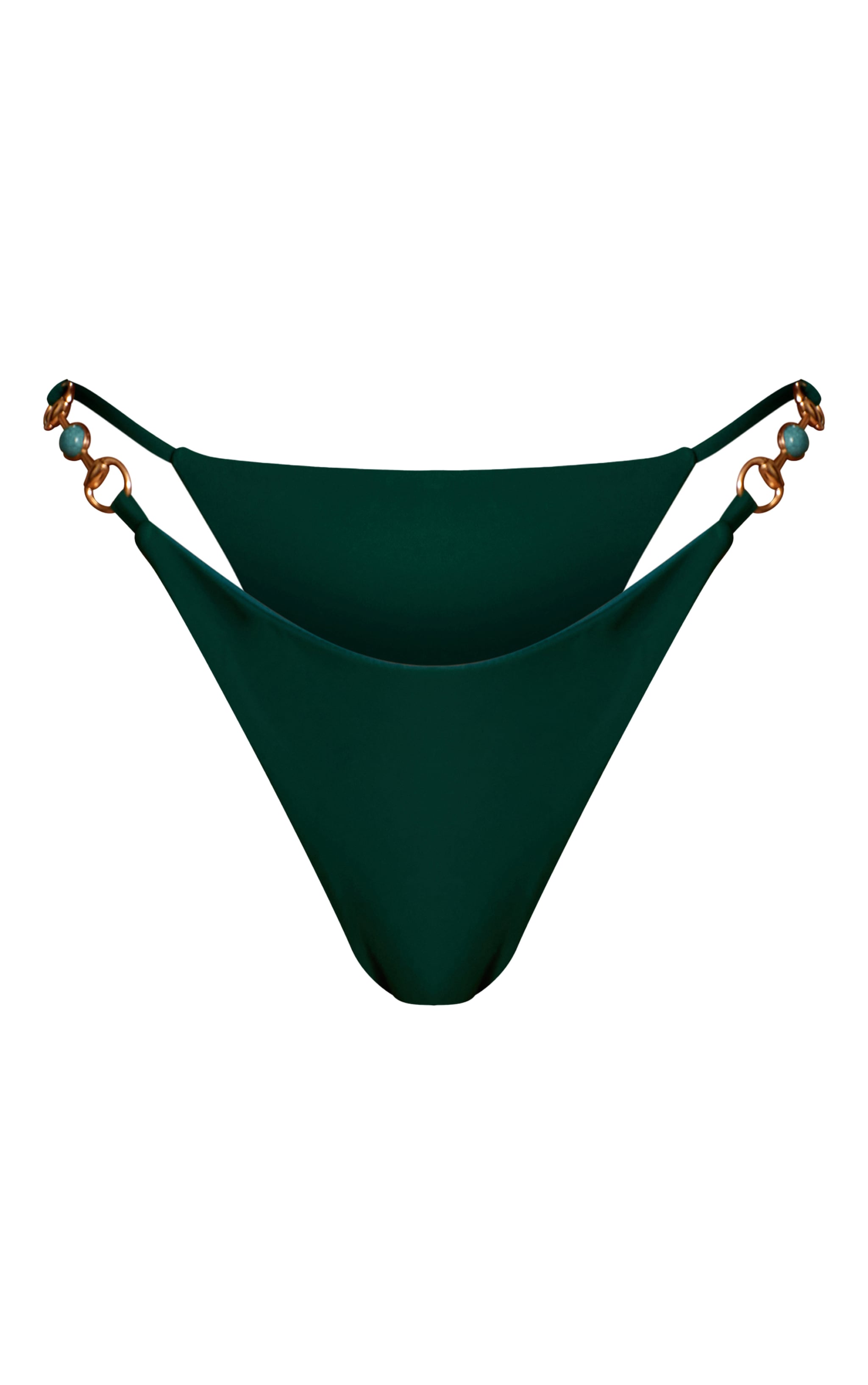 Bas de maillot de bain tanga vert émeraude à empiècements pierres image 5