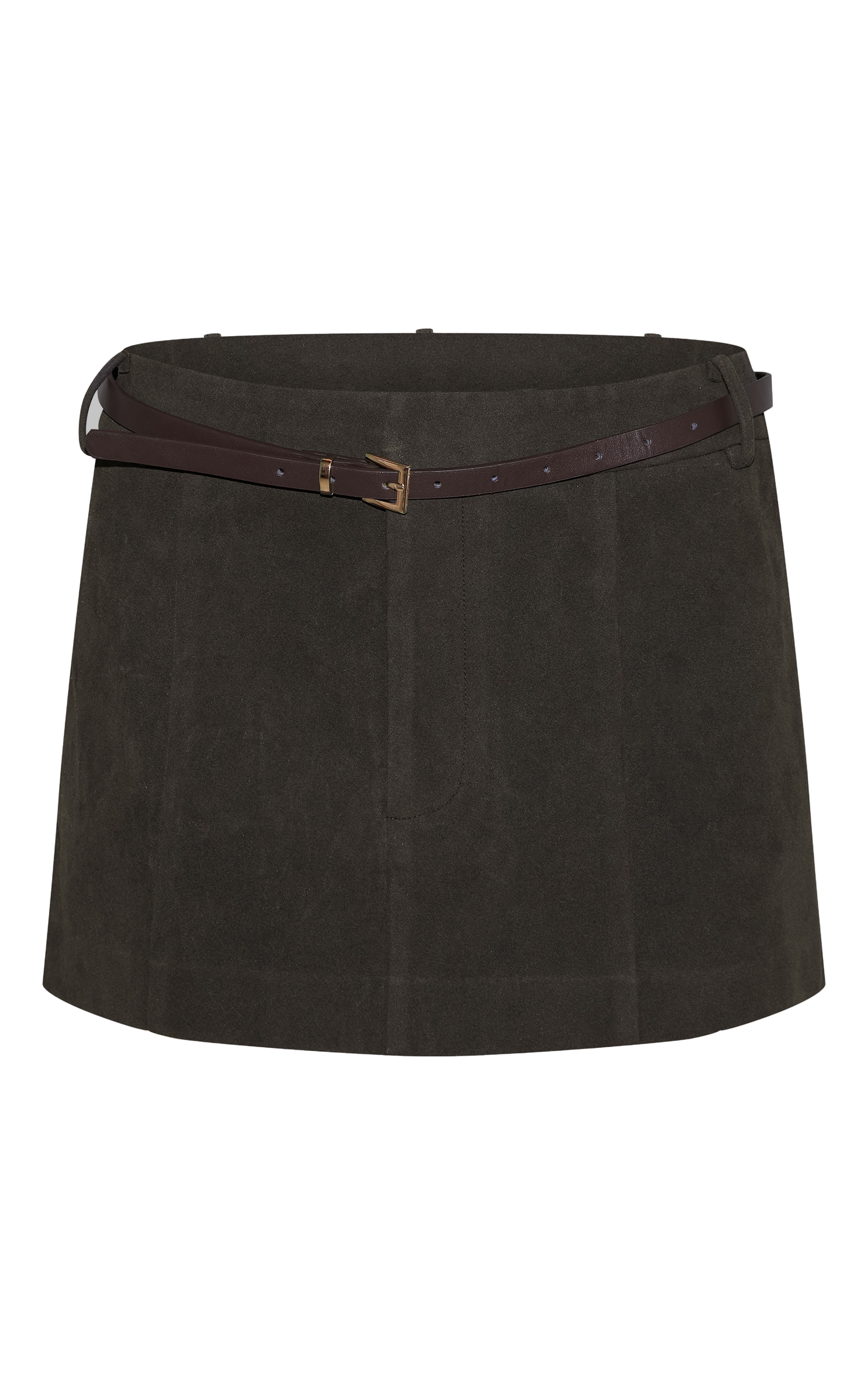 Jupe en suédine chocolat plissée à ceinture image 6