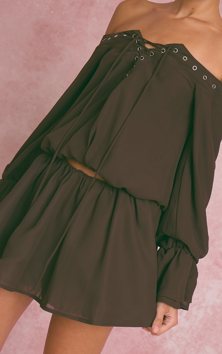 Dark Brown Chiffon Floaty Mini Skirt image 5