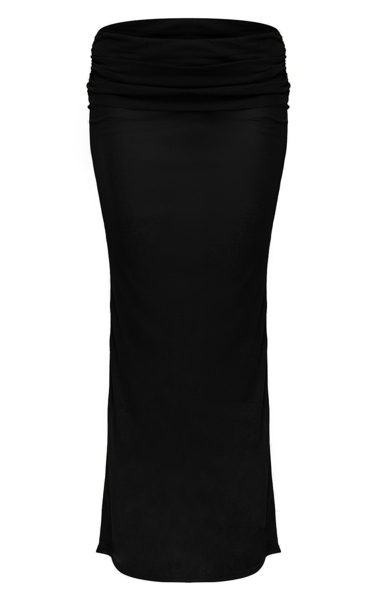 Black Burnout Fold Over Hem Low Rise Maxi Skirt | Co-ords