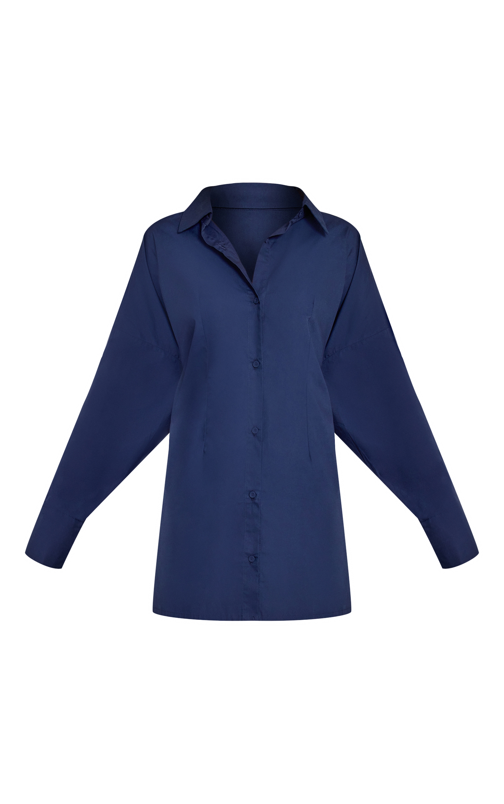 Robe droite bleu marine à manches longues et dos noué image 5