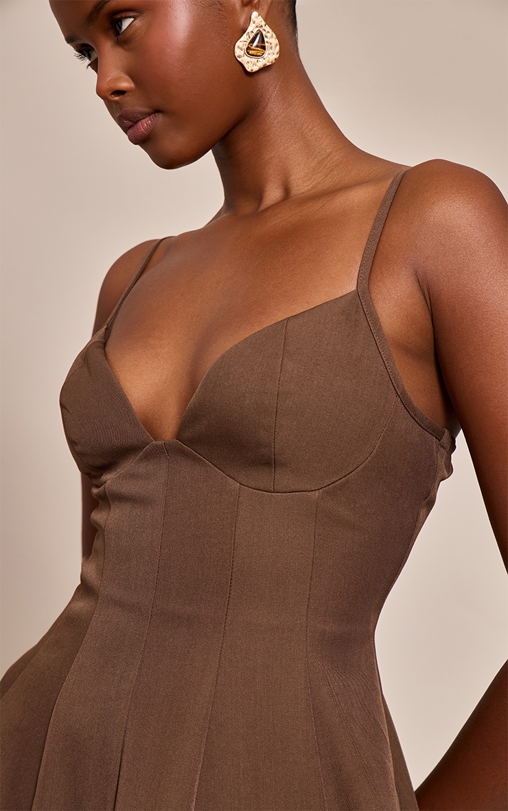 Chocolate Woven Pleated Shift Dress image 4
