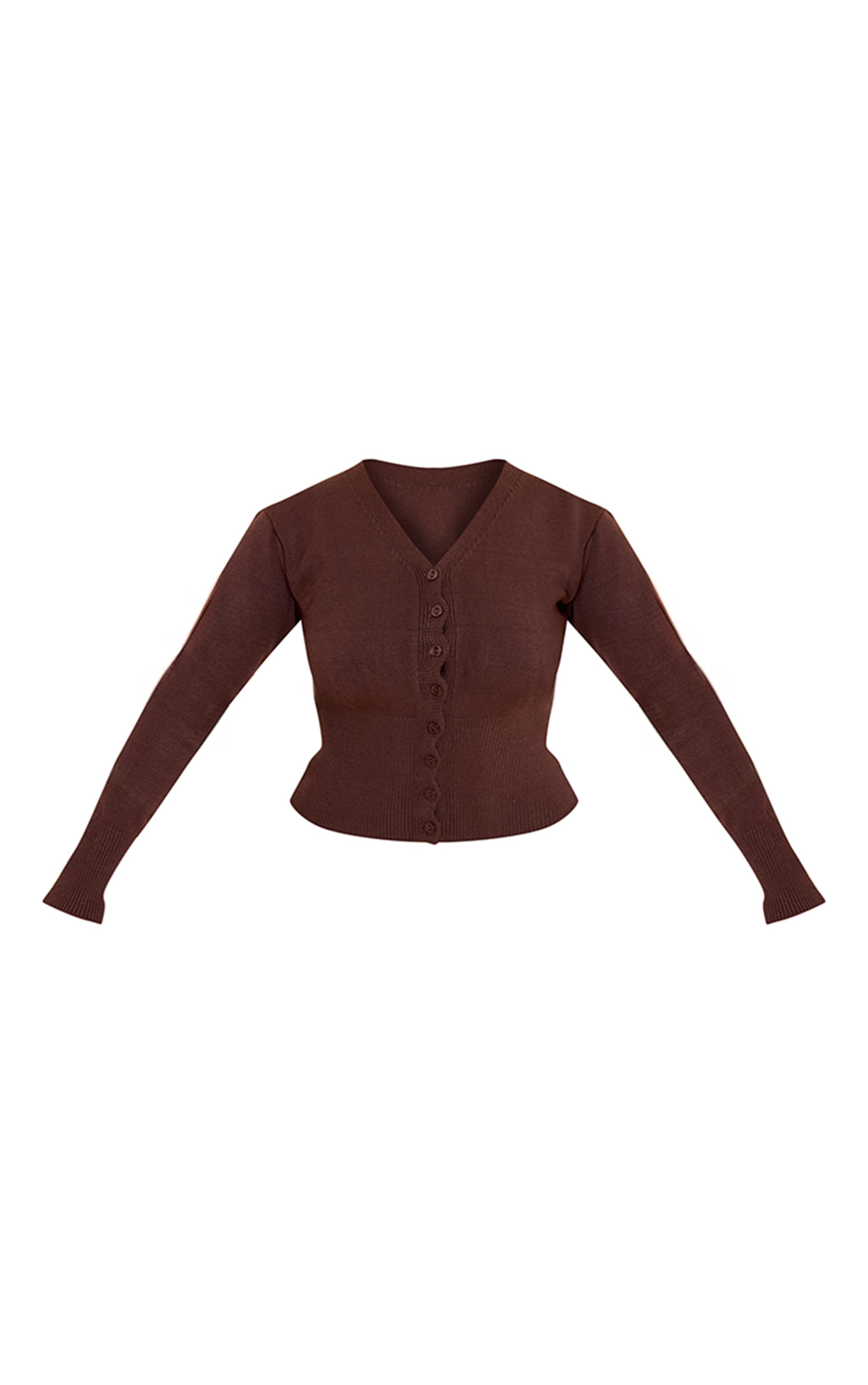 Shape Chocolate Plunge Neck Knitted Cardigan image 5