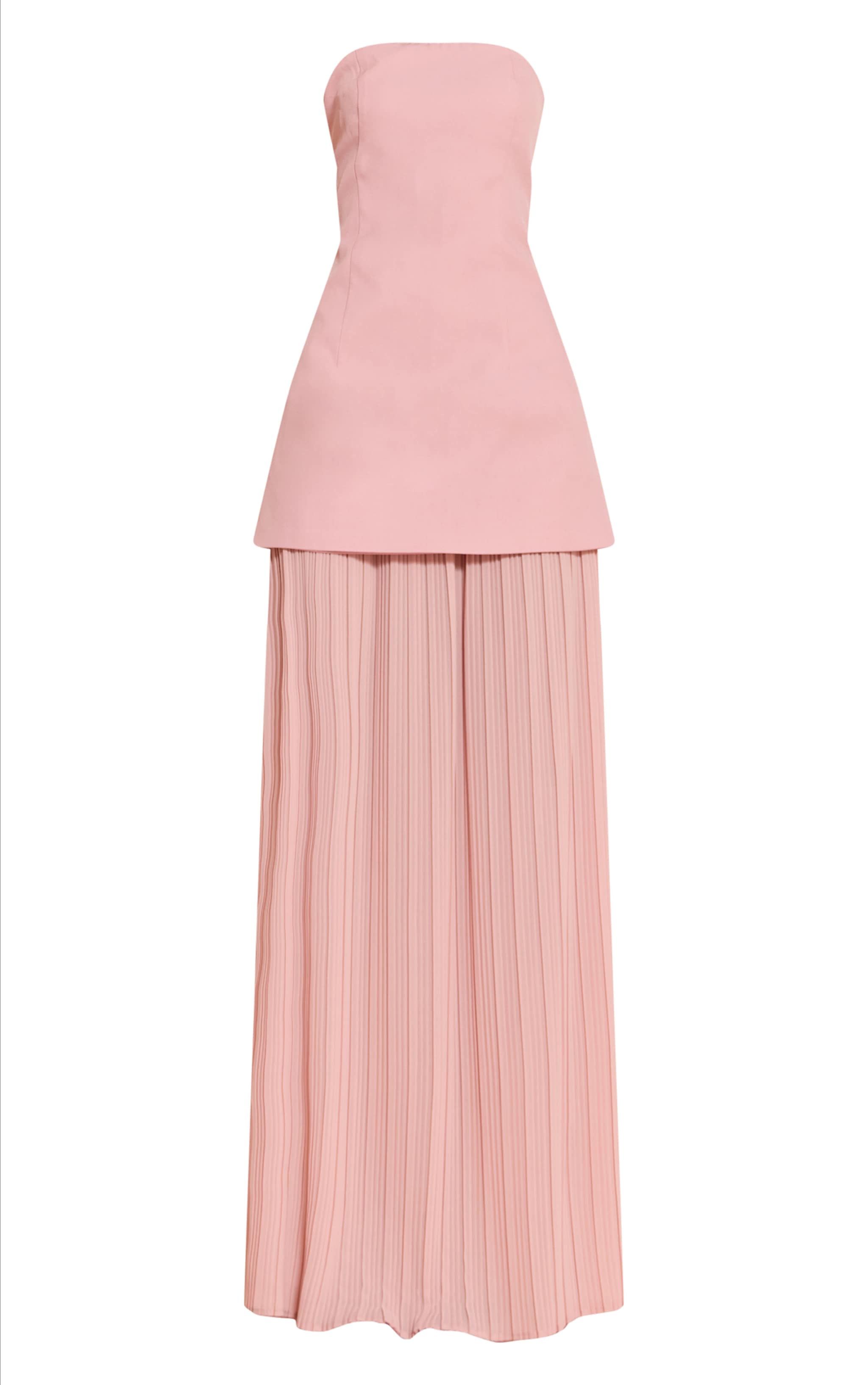 Blush Chiffon Pleated Skirt Panel Bandeau Maxi Dress image 5