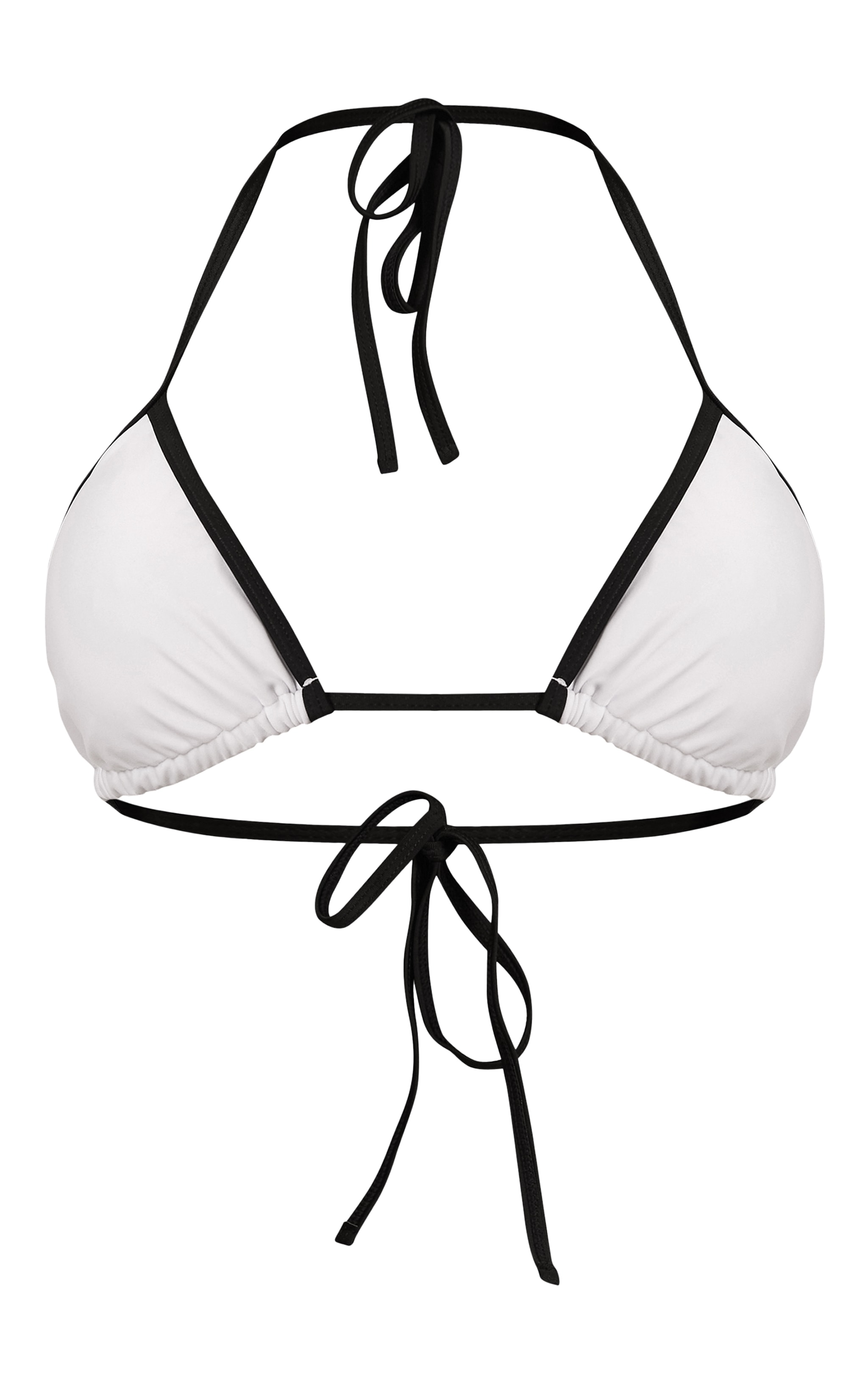 White Contrast Binding Triangle Bikini Top image 5