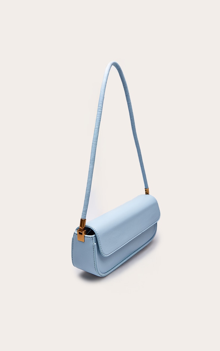 Blue Faux Leather Skinny Elongated Shoulder Bag image 3