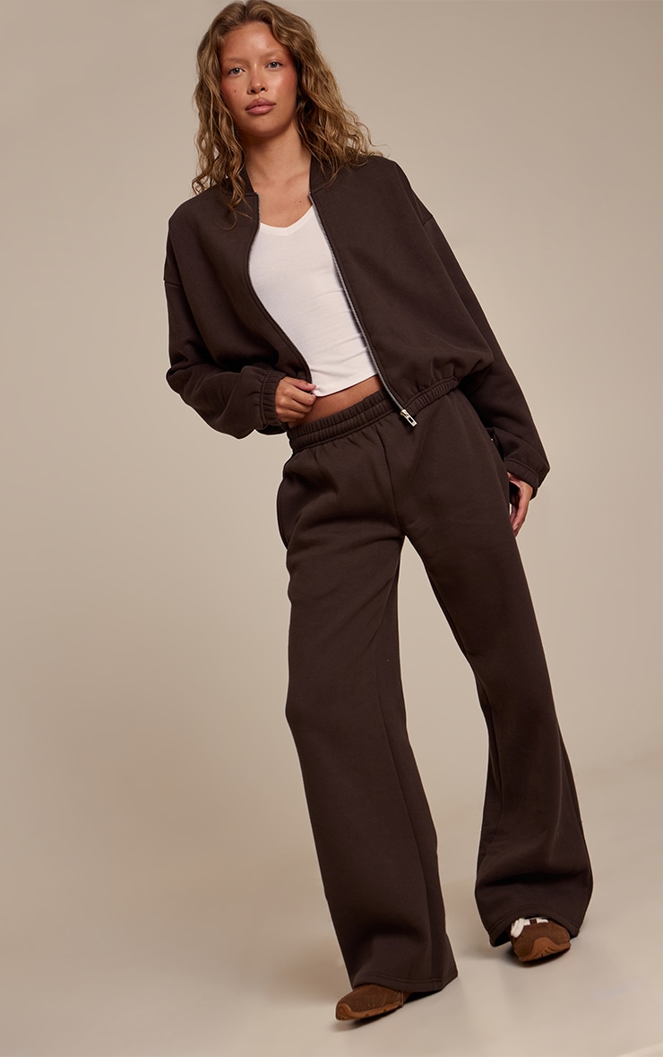 Jogging droit en coton polaire espresso image 1