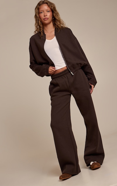 Jogging droit en coton polaire espresso