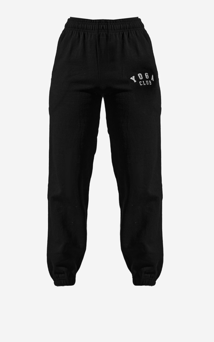 PRETTYLITTLETHING Black Sport Yoga Club Oversized Joggers image 5