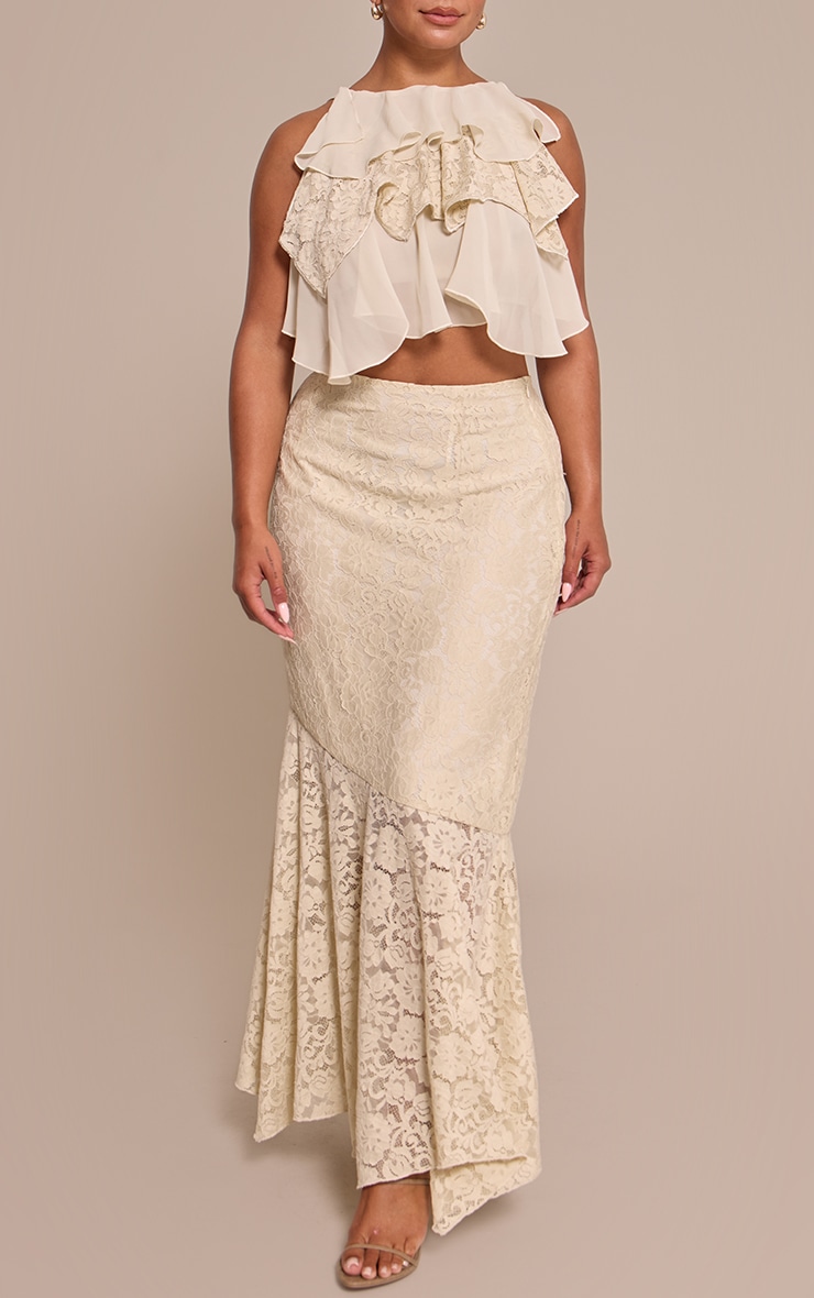 Shape Butter CREAM Lace Tiered Maxi Skirt image 2