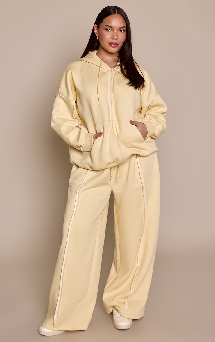 Plus Butter Yellow Oversized Wide Leg Seam Detail Joggers