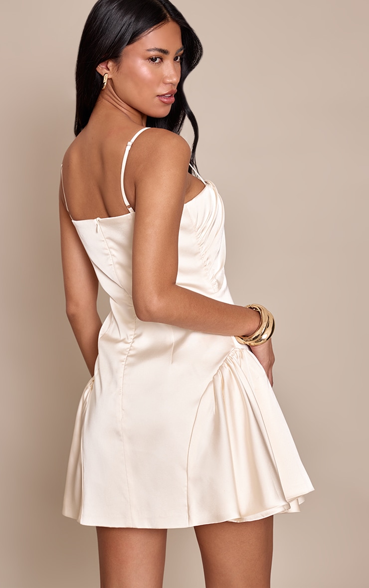 Cream Satin Shift Mini Dress image 2