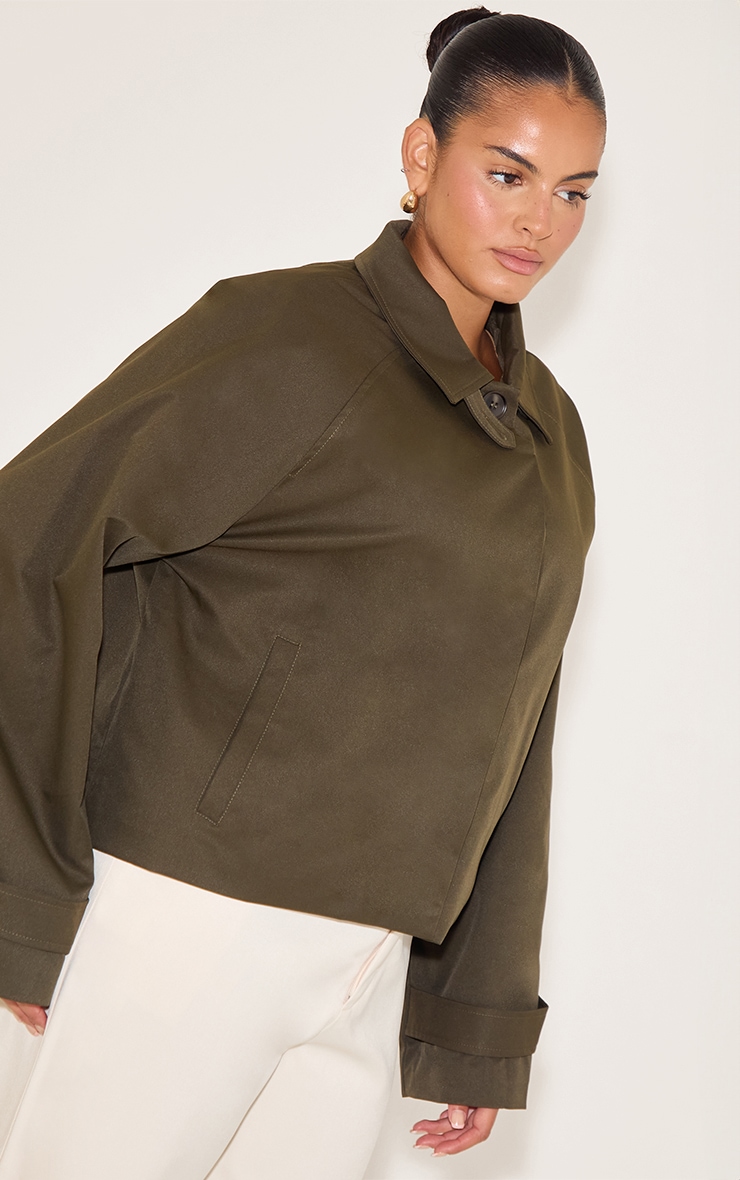 Plus Khaki Long Sleeve Trench Style Jacket image 4