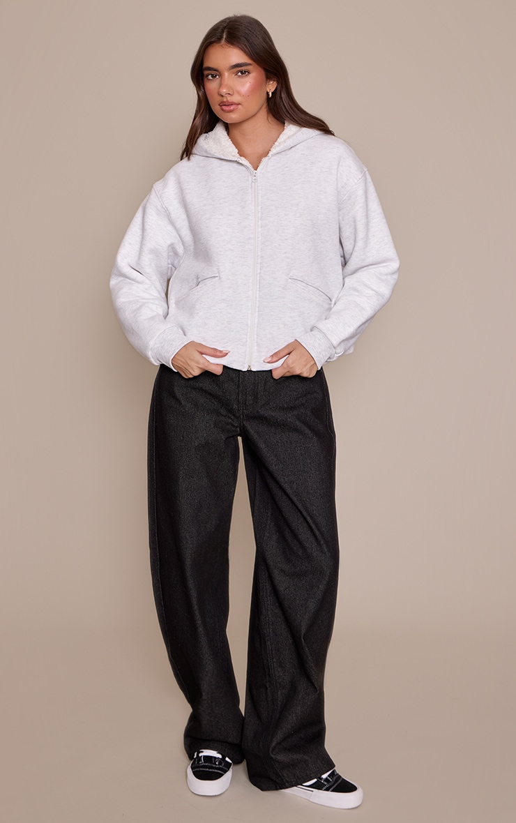 Ash Grey Fleece Lined Zip Up Hoodie image 3