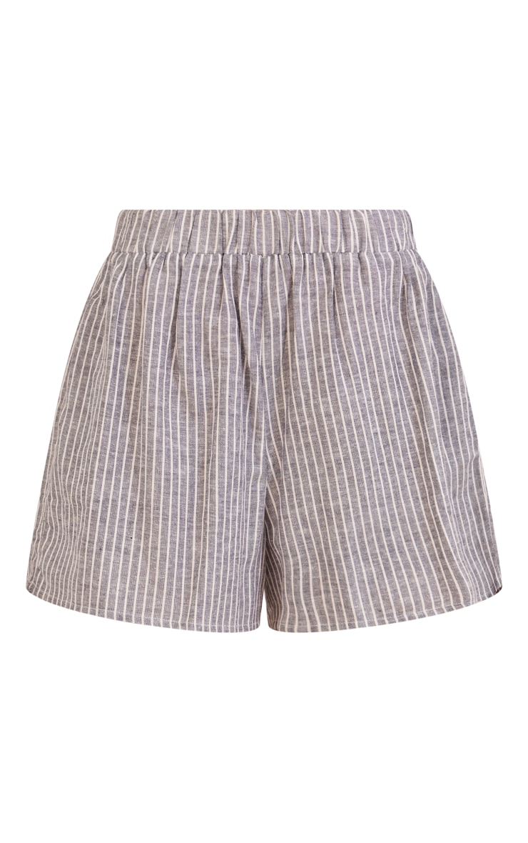 Short fluide en coton gris anthracite à fines rayures et taille élastique image 6