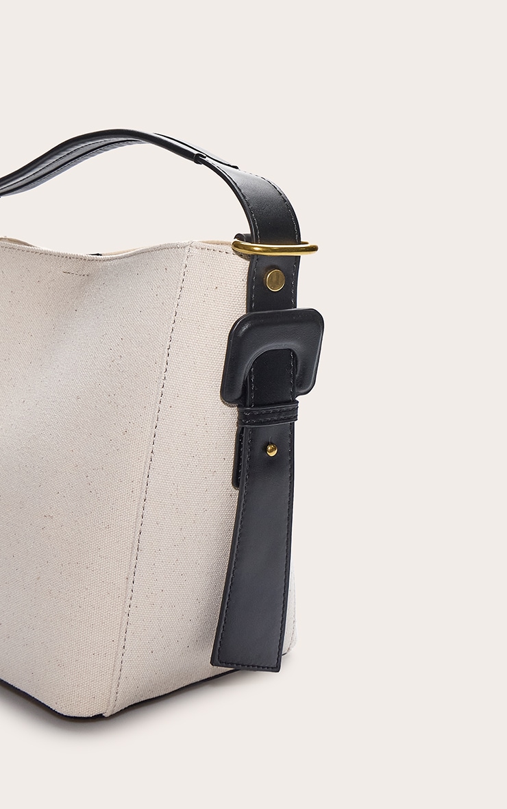 Natural PU Buckle Strap Bucket Bag image 4