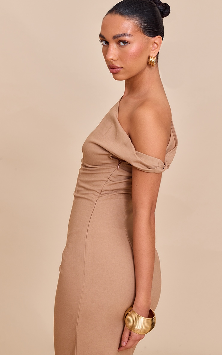 Taupe Knot Shoulder Maxi Dress image 4