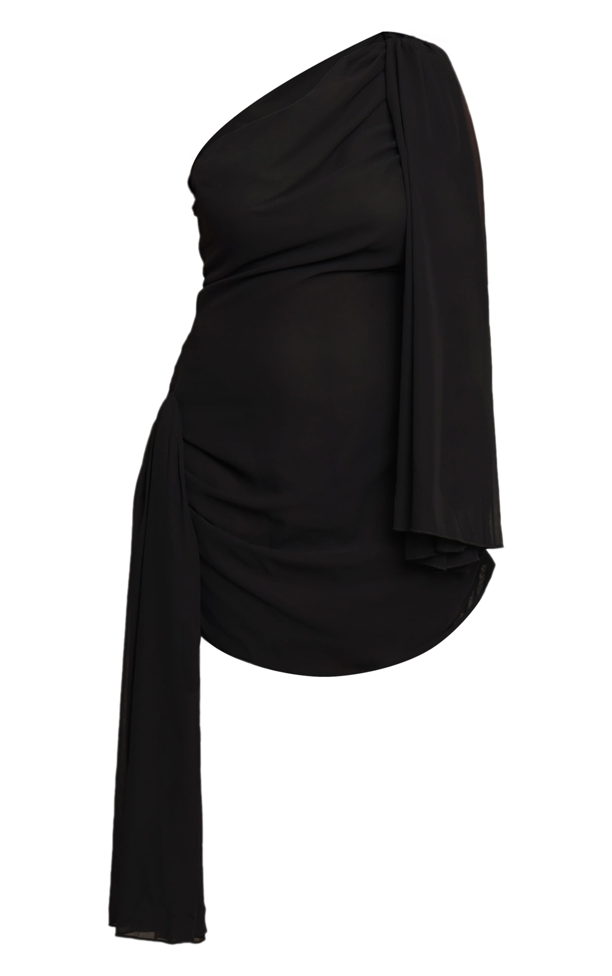 Plus Black Chiffon Draped Detail Mini Dress image 5