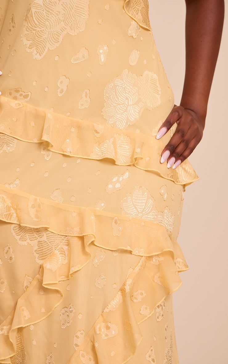 Lemon Floral Embroidered Frill Maxi Dress image 4