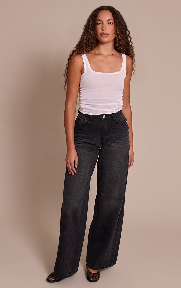 Tall Jean très large noir délavé à taille mi-haute image 1