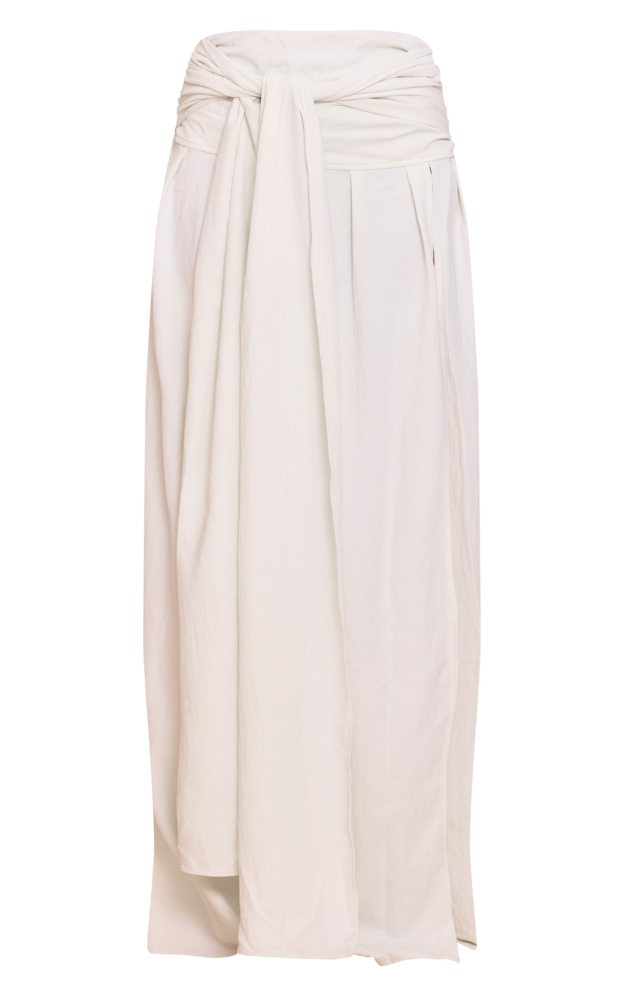Cream Floaty Woven Knot Front Maxi Skirt image 5