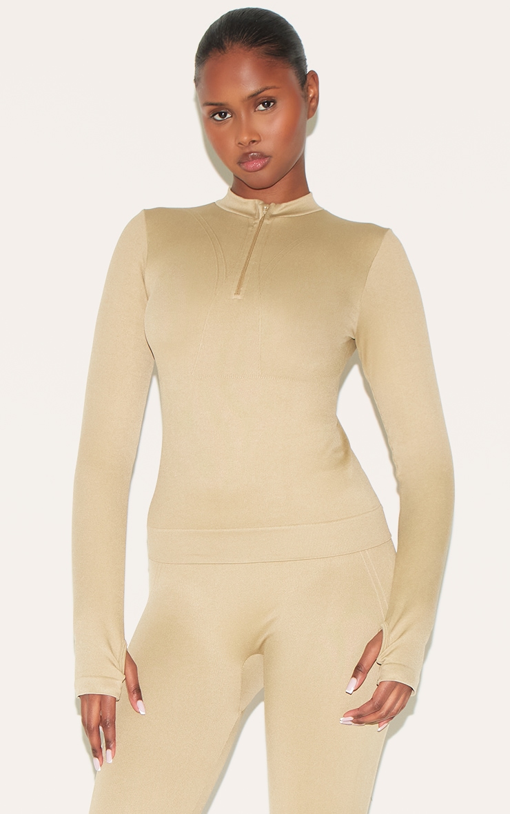 Olive Seamless Line Detail Fitted Jacket image 1
