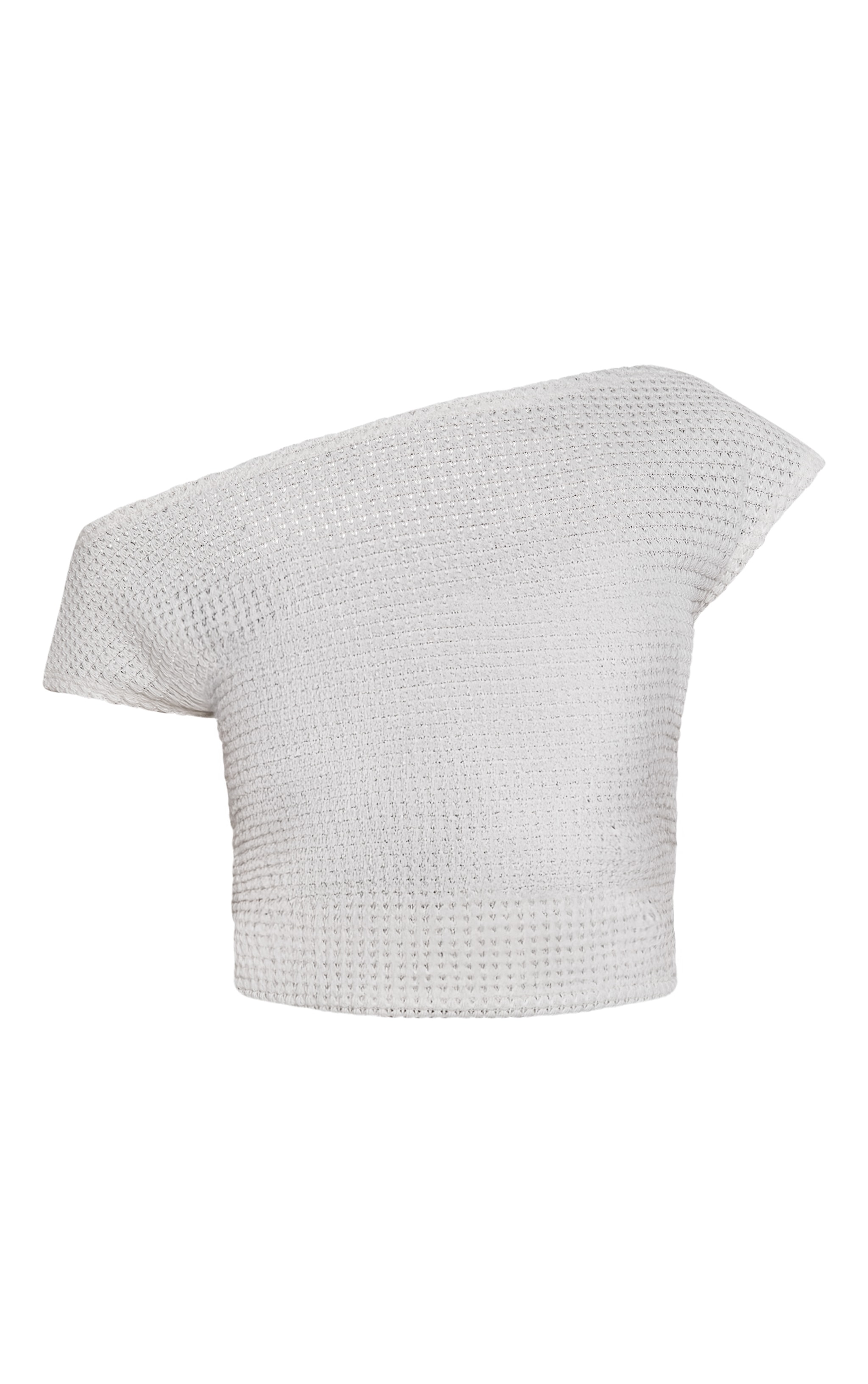 Petite Cream Textured One Shoulder Top image 5