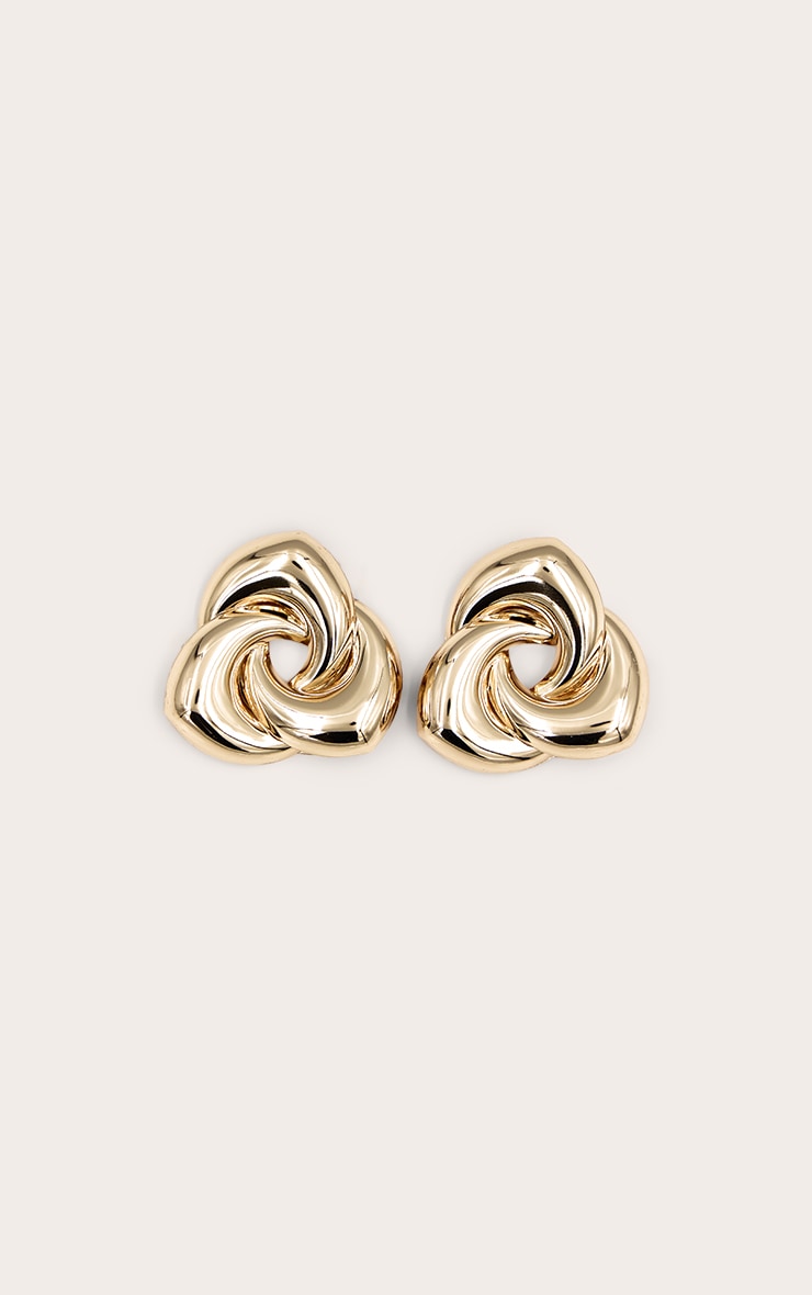 Gold Interlock Swirl Stud Earrings image 2