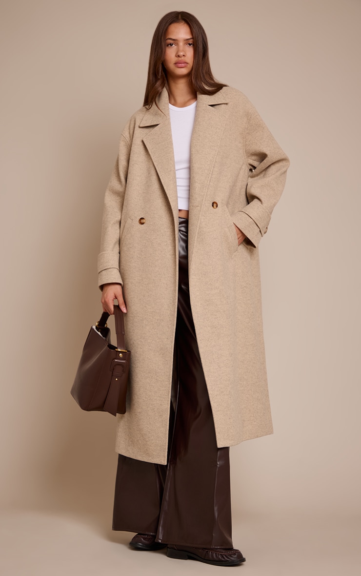 p>Manteau Beige Ceinturé Effet Laine<p/> Manteaux Et Vestes PLT FR