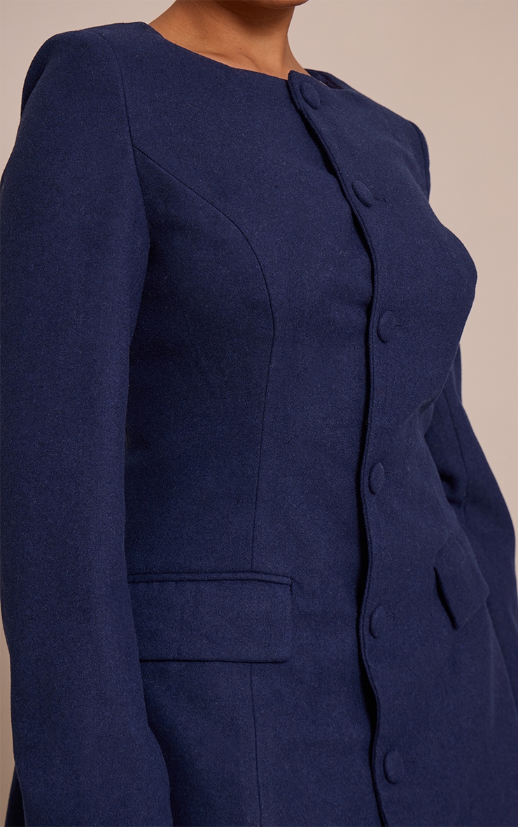 Shape Navy Wool-Look Button Front Blazer Dress image 4
